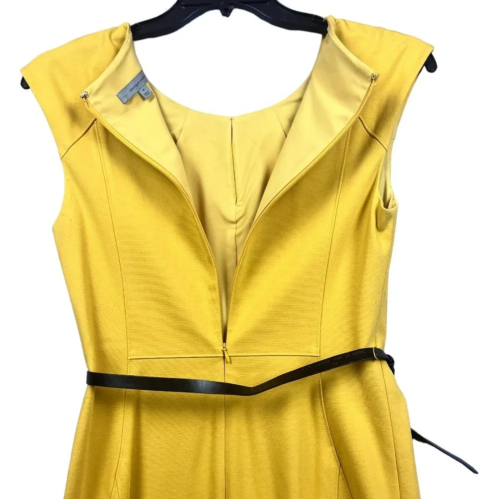 Classiques Entier Fitted Sheath Dress Sleeveless Yellow  Scoop Neck Sz 10 Used - Picture 3 of 6